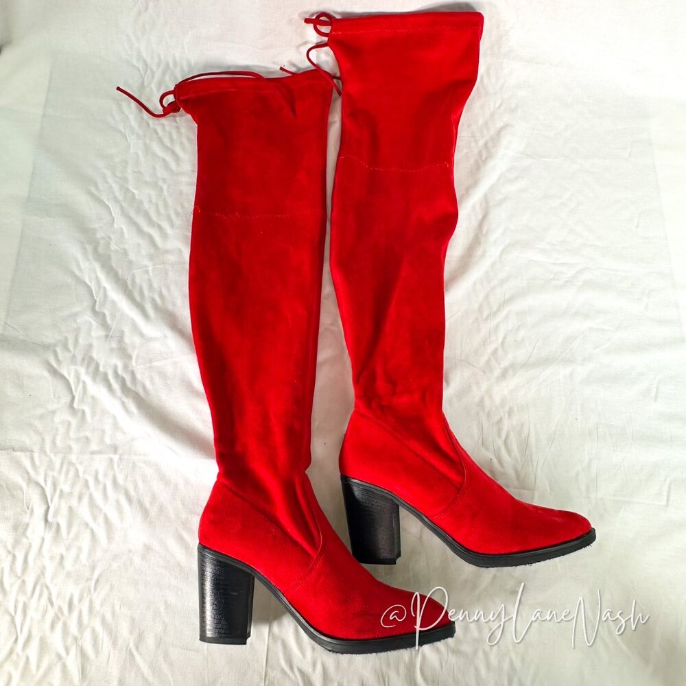 Forever Dream Pairs Over the Knee Suede Boots Red Size 8